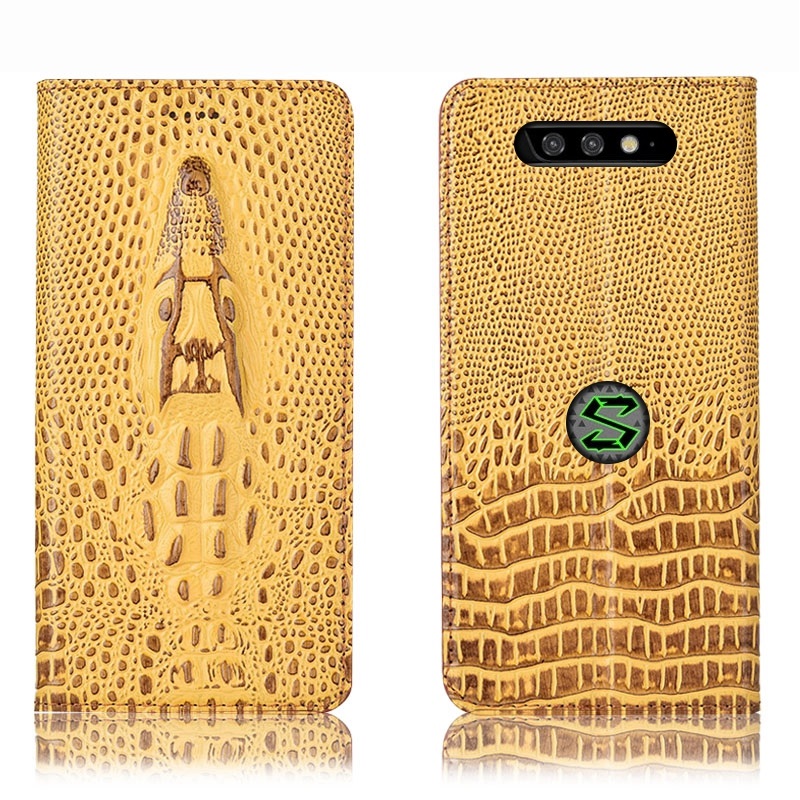 Чехол книжка из натуральной кожи противоударный магнитный для Xiaomi Black Shark "CROCO HEAD"