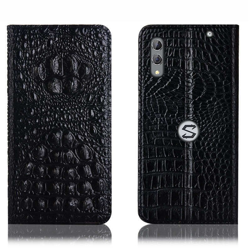 Чехол книжка из натуральной кожи противоударный магнитный для Xiaomi Black Shark 2 "CROCO CREAST"