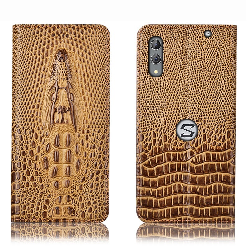 Чехол книжка из натуральной кожи противоударный магнитный для Xiaomi Black Shark 2 "CROCO HEAD"