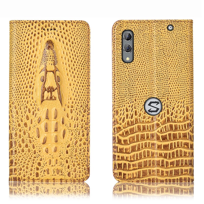 Чехол книжка из натуральной кожи противоударный магнитный для Xiaomi Black Shark 2 "CROCO HEAD"