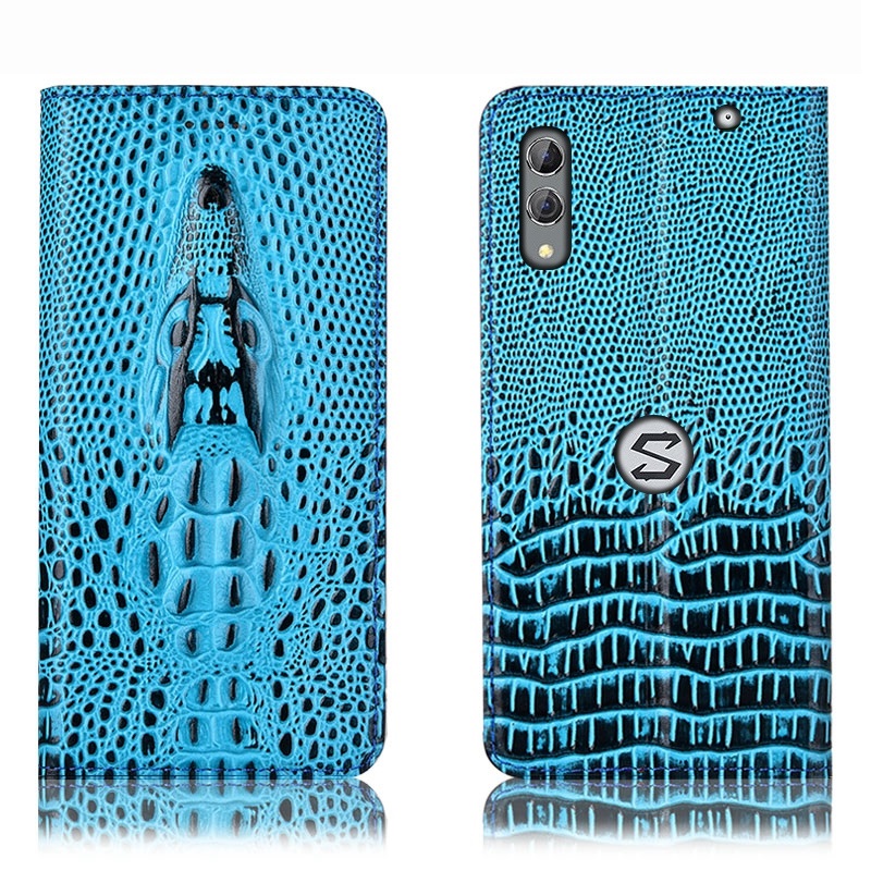 Чехол книжка из натуральной кожи противоударный магнитный для Xiaomi Black Shark 2 "CROCO HEAD"