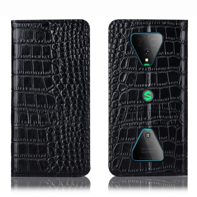 Чехол книжка из натуральной премиум кожи противоударный магнитный для Xiaomi Black Shark 3 "CROCODILE"