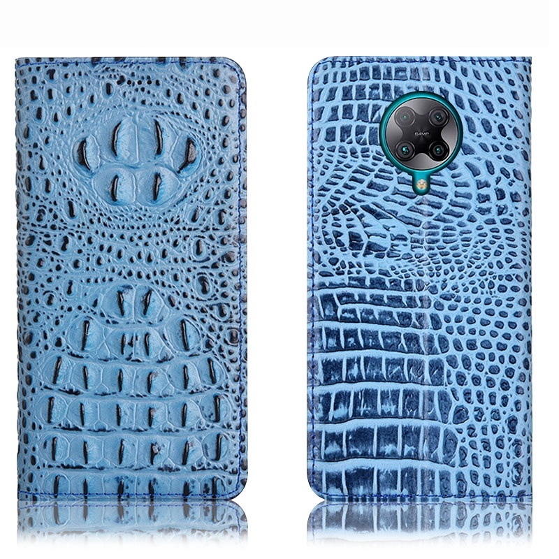 Чехол книжка из натуральной кожи противоударный магнитный для Xiaomi POCO F2 Pro "CROCO CREAST"