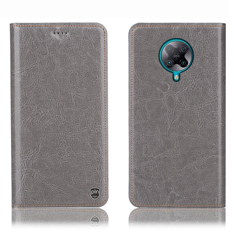 Чехол книжка из натуральной мраморной кожи противоударный магнитный для Xiaomi POCO F2 Pro "MARBLE"