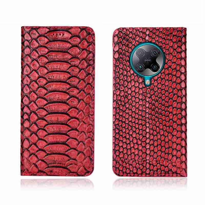 Чехол книжка из натуральной LUX кожи магнитный противоударный для Xiaomi POCO F2 Pro "ПИТОН"