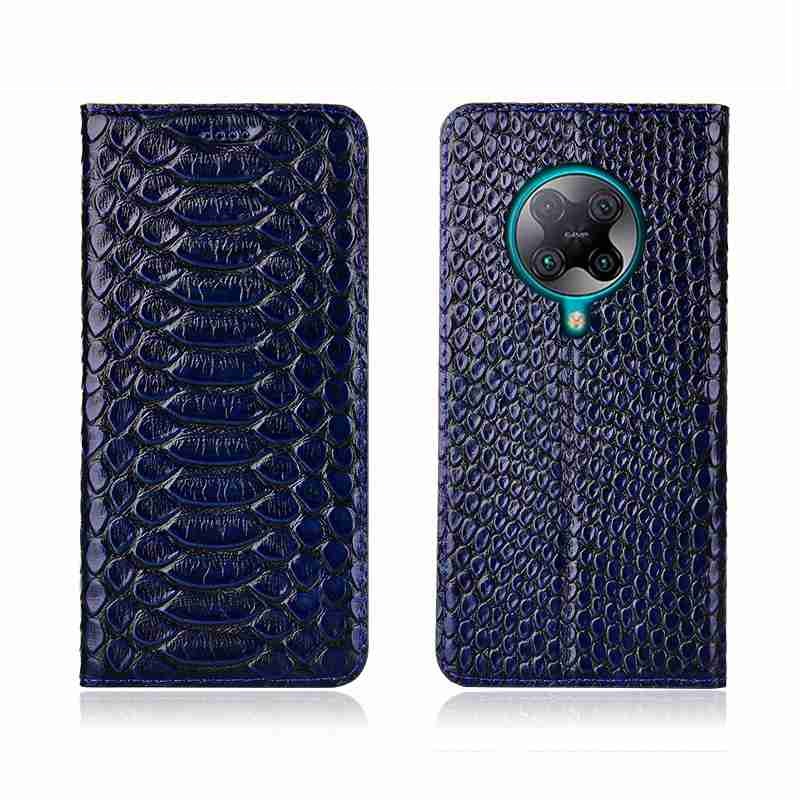 Чехол книжка из натуральной LUX кожи магнитный противоударный для Xiaomi POCO F2 Pro "ПИТОН"