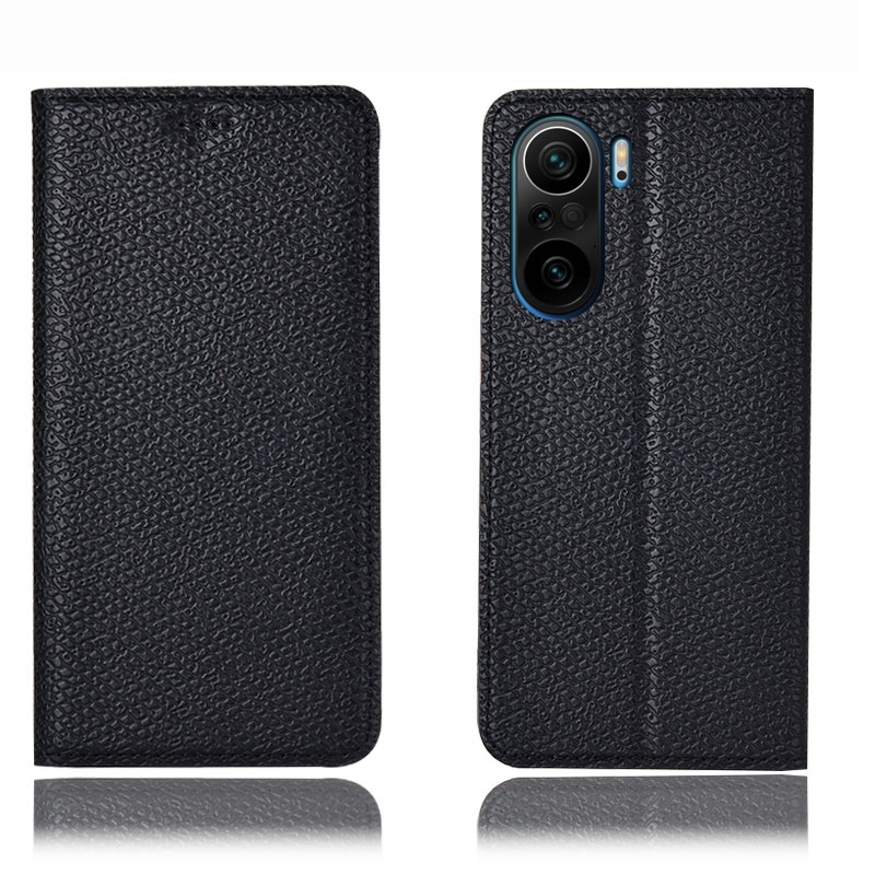 Чехол книжка из натуральной кожи противоударный магнитный для Xiaomi POCO F3 "KEVLARO"