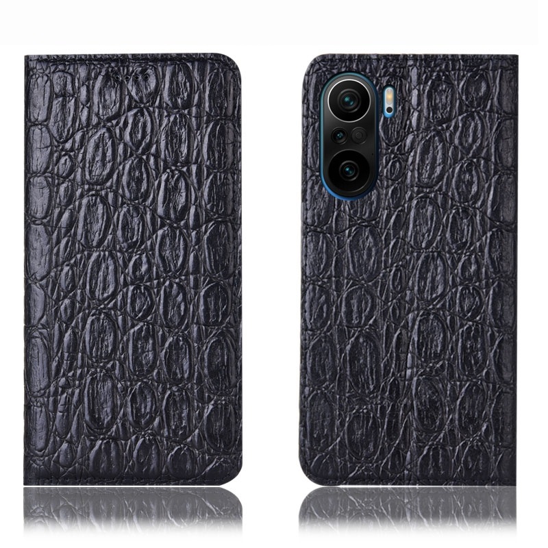 Чехол книжка из натуральной кожи противоударный магнитный для Xiaomi POCO F3 "LEATHER STONE"