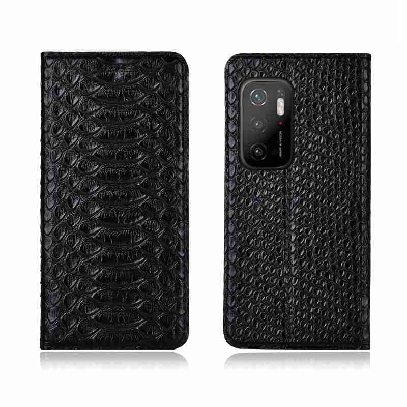 Чехол книжка из натуральной LUX кожи магнитный противоударный для Xiaomi POCO M3 Pro 5G "ПИТОН"