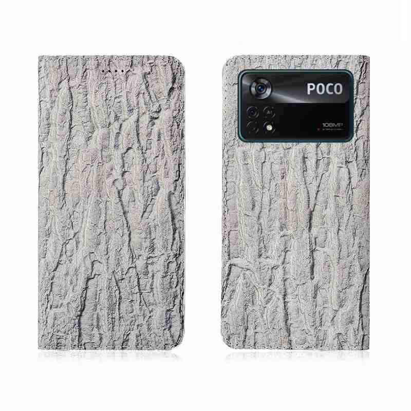 Чехол книжка из натуральной LUX кожи магнитный противоударный для Xiaomi POCO X4 Pro 5G "VINTAGE"