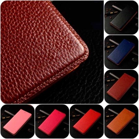 Чехол книжка из натуральной воловьей кожи противоударный магнитный для OPPO Reno 3 / A91 "BULL"