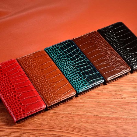 Чехол книжка из натуральной премиум кожи противоударный магнитный для VIVO V20 / V20 Pro / S7 "CROCODILE"