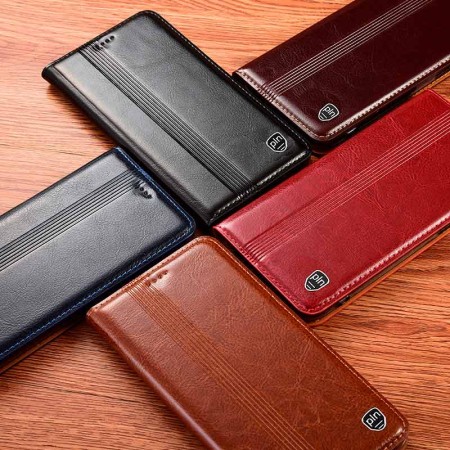 Чехол книжка из натуральной кожи магнитный противоударный для VIVO Y11 "ITALIAN"