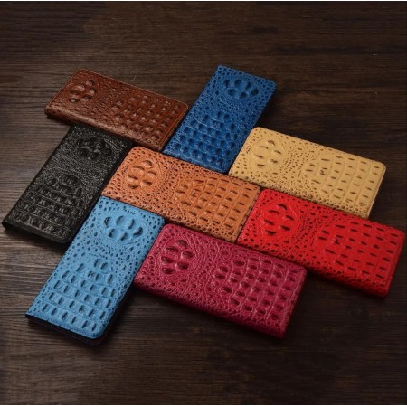 Чехол книжка из натуральной кожи противоударный магнитный для VIVO Y11 "CROCO CREAST"