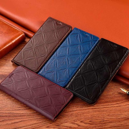 Чехол книжка из натуральной кожи противоударный магнитный для OPPO Reno 3 / A91 "CRUCIS"