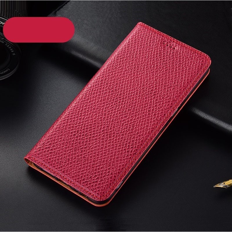 Чехол книжка из натуральной кожи противоударный магнитный для Xiaomi Redmi 7 "KEVLARO"