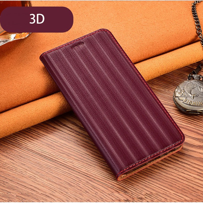 Чехол книжка из натуральной кожи противоударный магнитный для Xiaomi 11T "LINERO 3D"