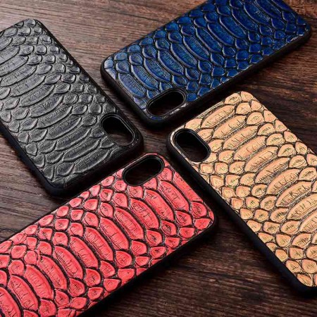 Силиконовый чехол накладка бампер противоударный со вставкой из натуральной кожи для VIVO Y11 "GENUINE ПИТОН"