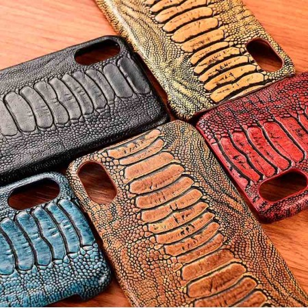 Чехол накладка полностью обтянутый натуральной кожей для VIVO V20 / V20 Pro / S7 "SIGNATURE СТРАУС НОГА"