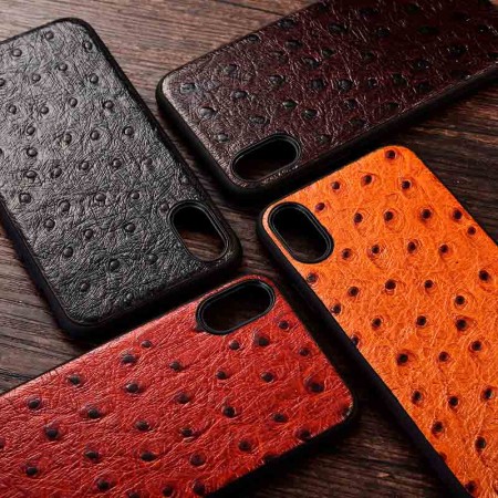 Силиконовый чехол накладка бампер противоударный со вставкой из натуральной кожи для VIVO Y11 "GENUINE СТРАУС"