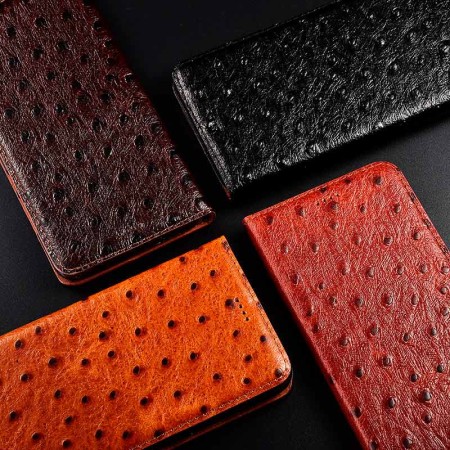 Чехол книжка из натуральной LUX кожи магнитный противоударный для VIVO V20 / V20 Pro / S7 "OSTRICH"