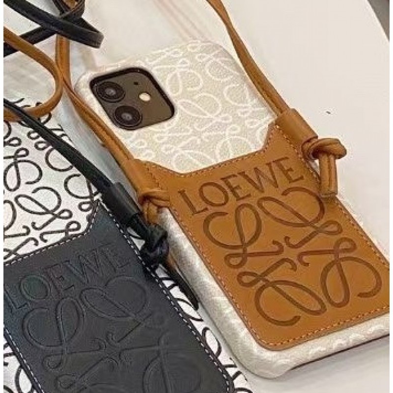 Чехол LOEWE ✨ для iphone брендовый обтянутый кожей с ремешком  на все модели айфон