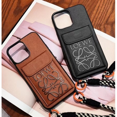 Чехол LOEWE ✨ для iphone брендовый кожаный с карманом ремешком на все модели айфон