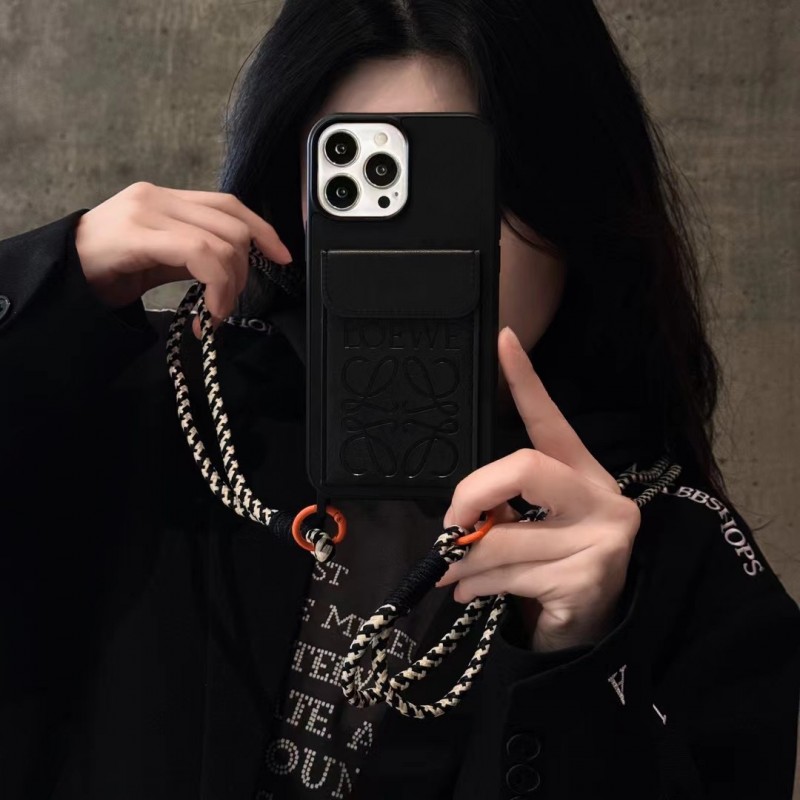 Чехол LOEWE ✨ для iphone брендовый кожаный с карманом ремешком на все модели айфон