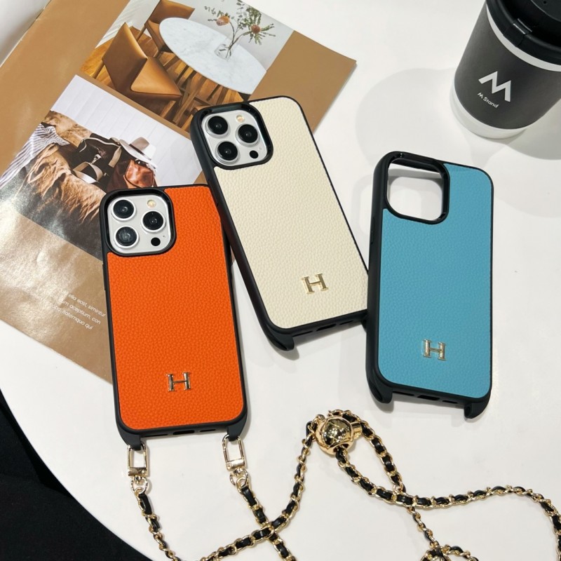Чехол HERMES ✨ для iphone брендовый гермес противоударный с цепочкой на все модели айфон
