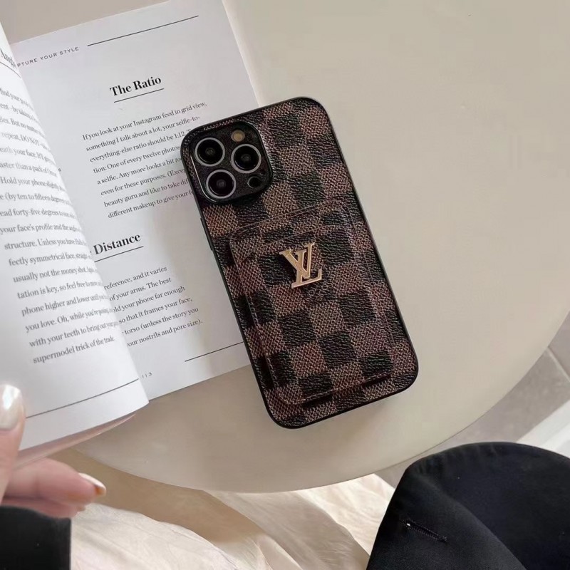 Чехол ЛУИ ВИТОН ✨ для iphone брендовый  с карманом LV обтянуты кожей  на все модели айфон