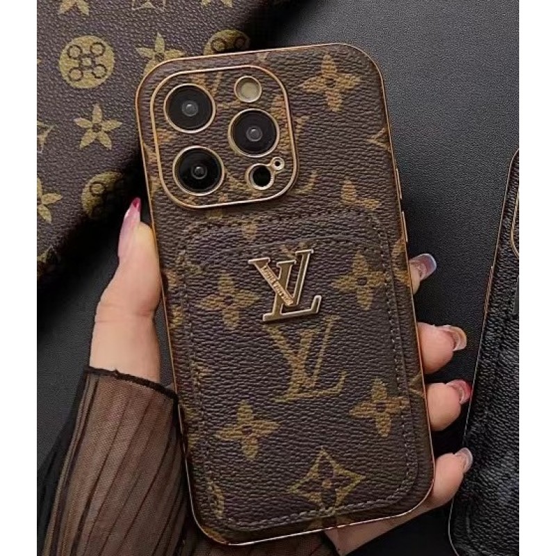 Чехол ЛУИ ВИТОН ✨ для iphone брендовый  с карманом LV обтянуты кожей с каймой и логотипом на все модели айфон