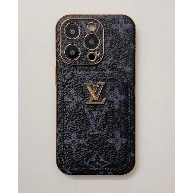 Чехол ЛУИ ВИТОН ✨ для iphone брендовый  с карманом LV обтянуты кожей с каймой и логотипом на все модели айфон