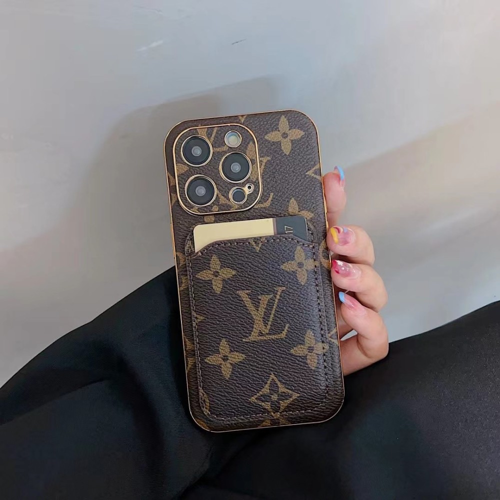 Чехол ЛУИ ВИТОН ✨ для iphone брендовый с карманом LV обтянуты кожей с  каймой на все модели айфон купить.