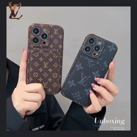 Чехол ЛУИ ВИТОН ✨ для iphone брендовый  с карманом LV обтянуты кожей с каймой  на все модели айфон