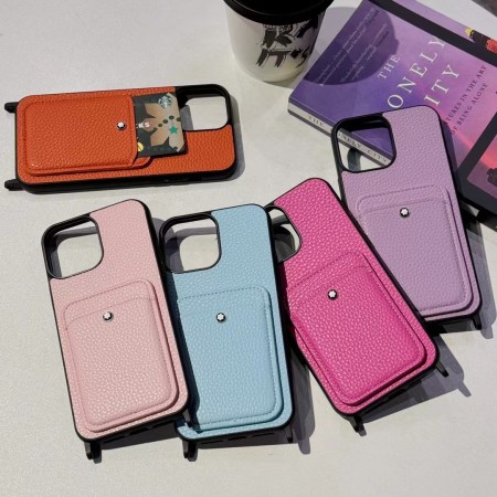 Чехол MONT BLANC ✨ для iphone брендовый монте бланк кожаный с ремешком и карманом на все модели айфон