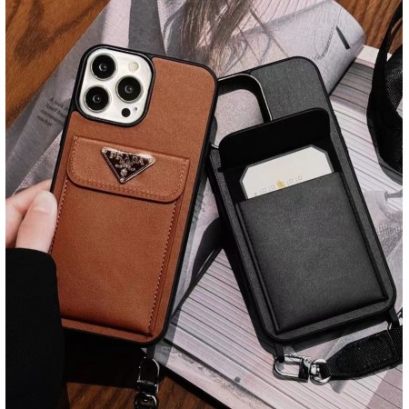 Чехол PRADA ✨ для iphone брендовый прада кожаный с карманом ремешком на все модели айфон