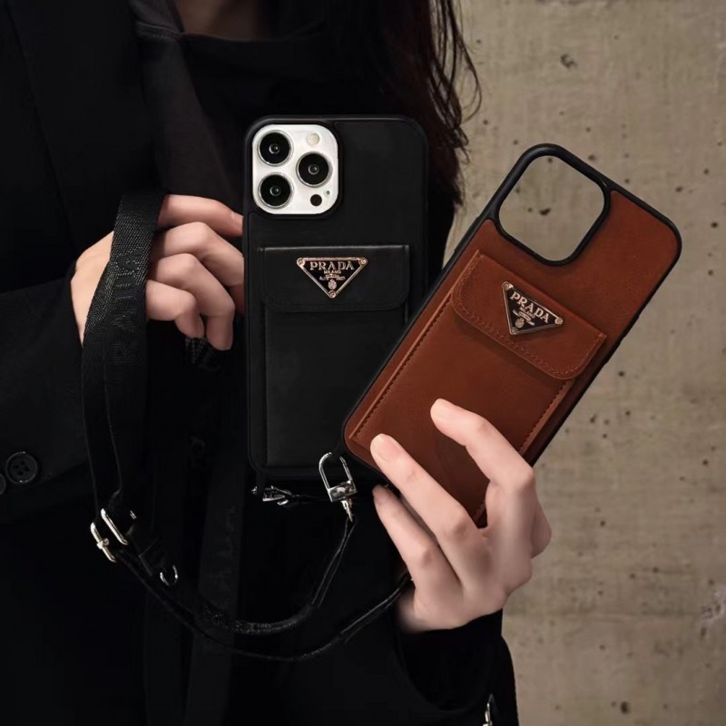 Чехол PRADA ✨ для iphone брендовый прада кожаный с карманом ремешком на все модели айфон