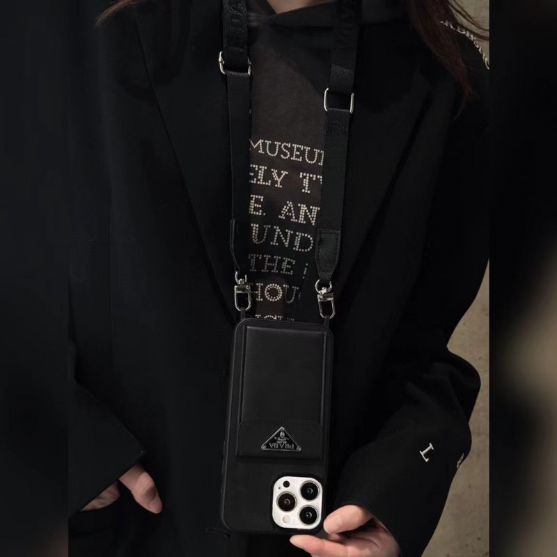 Чехол PRADA ✨ для iphone брендовый прада кожаный с карманом ремешком на все модели айфон