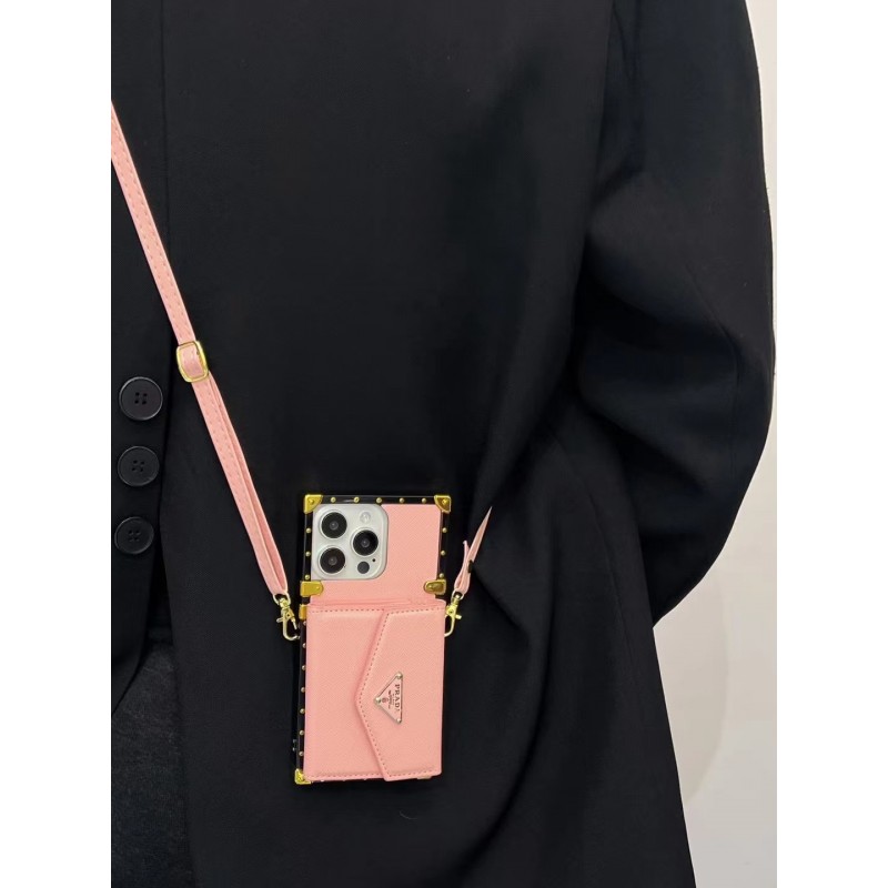 Чехол PRADA ✨ для iphone брендовый прада кожаный с кошельком ремешком на все модели айфон