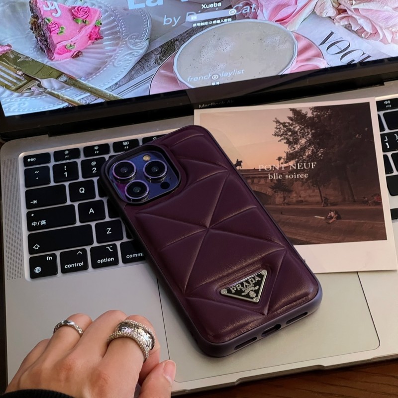 Чехол PRADA ✨ для iphone брендовый прада кожаный пуффер на все модели айфон