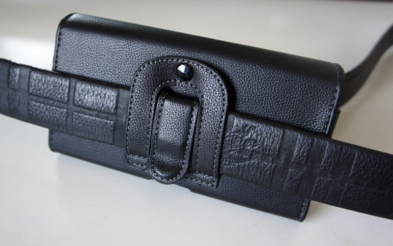 Чехол на ремень пояс кобура поясной кожаный c карманами для Samsung A14 A145 "RAMOS"
