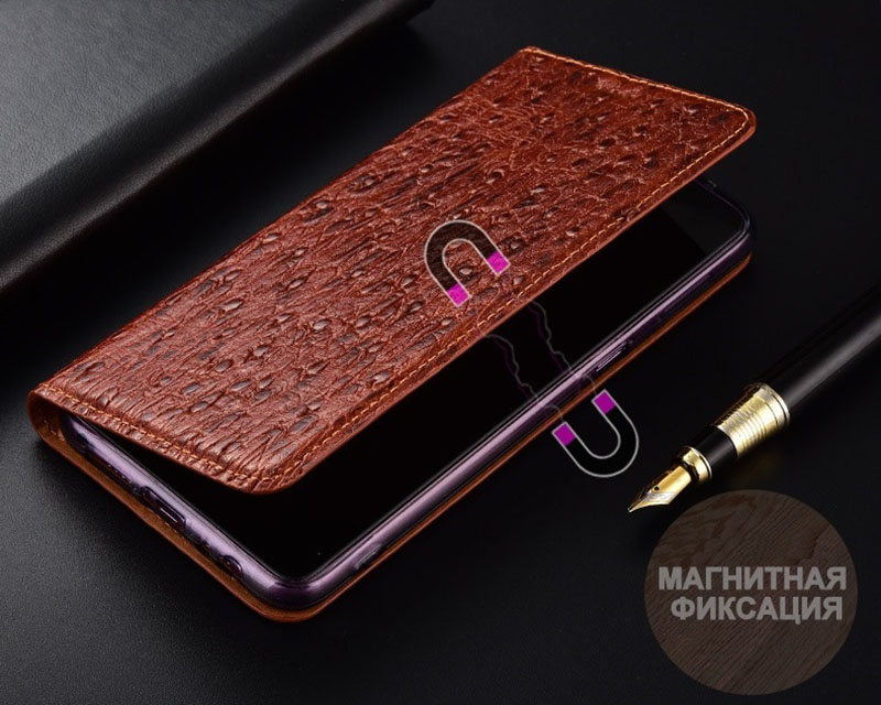 Чехол книжка из натуральной кожи противоударный магнитный для Samsung M54 M546 "FLOTARUS"