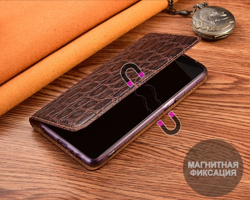 Чехол книжка из натуральной кожи противоударный магнитный для Xiaomi Redmi NOTE 5 "LEATHER STONE"