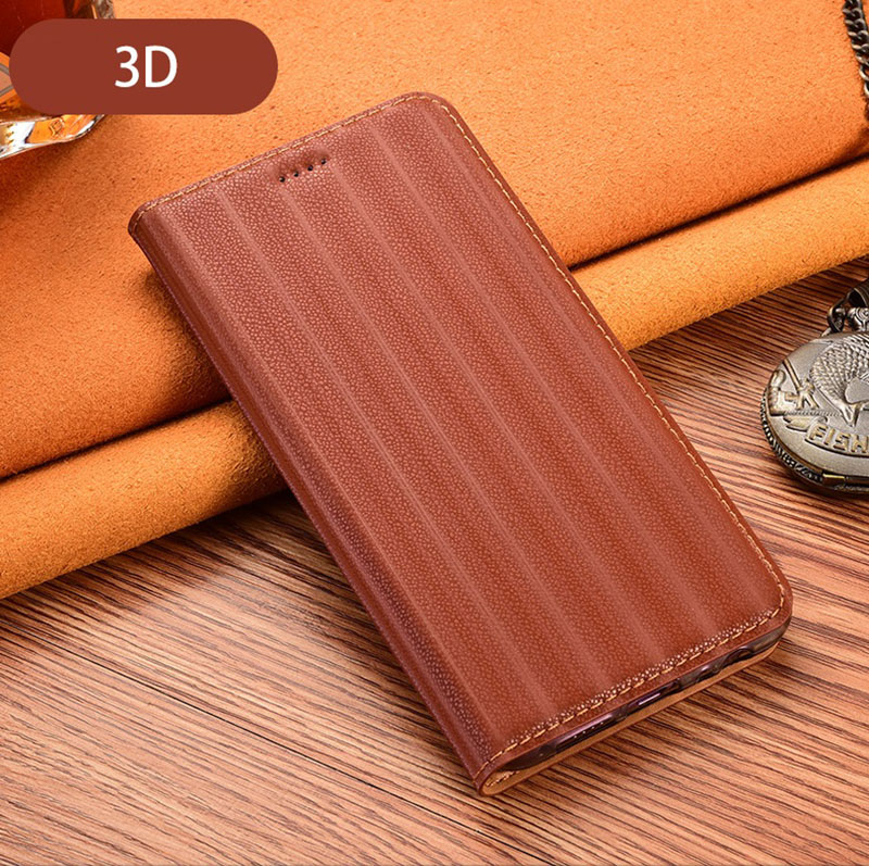 Чехол книжка из натуральной кожи противоударный магнитный для Xiaomi Redmi 7 "LINERO 3D"